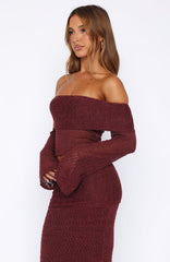 In Too Deep Long Sleeve Knit Top Burgundy
