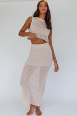 Bayside Sleeveless Crochet Top Oat
