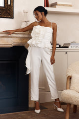 Fallon Ruffle Rose Cami Jumpsuit White