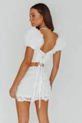 Cielito Embellished Mini Skirt White