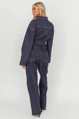 Belisse Straight Leg Pants Denim Blue