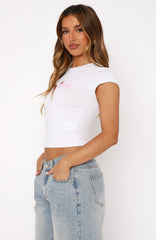 I Don't Want To Listen Baby Tee White