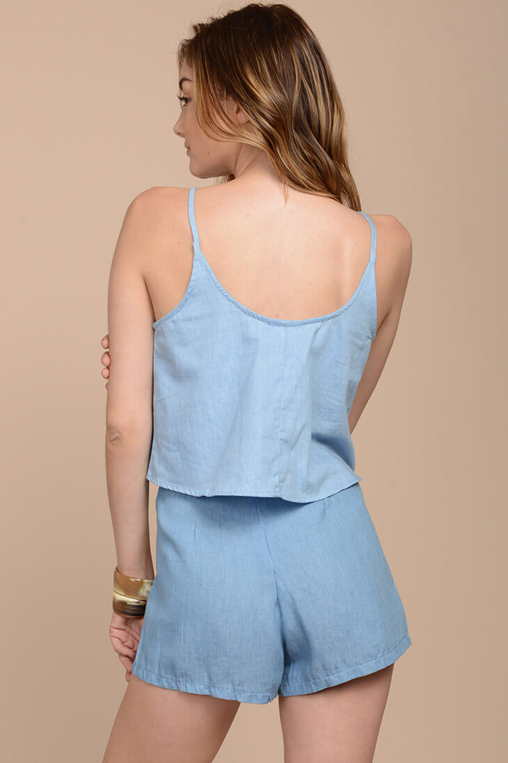 Aranza Chambray Shorts Blue