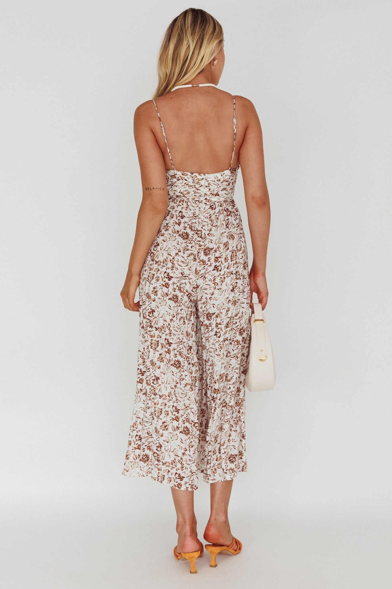 Corrie Gathered Bodice Jumpsuit Floral White