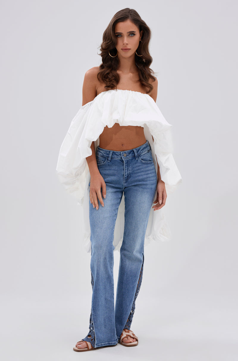 SUMMER DAYS RELAXED DENIM WITH EYELET OPENING