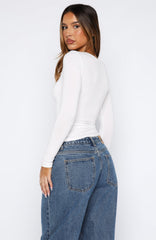 Whisper To You Long Sleeve Top White