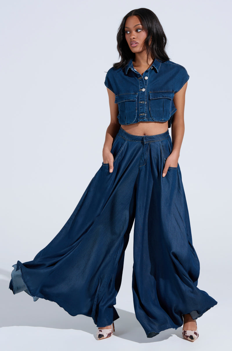 CARRIE BUTTON DOWN DENIM VEST TOP