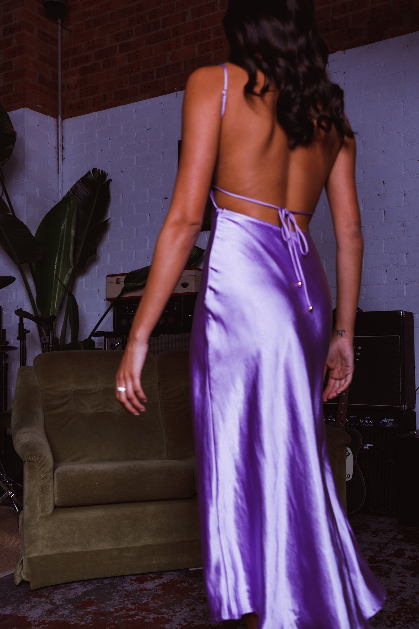 Dolce Life Low Back Midi Dress Lilac
