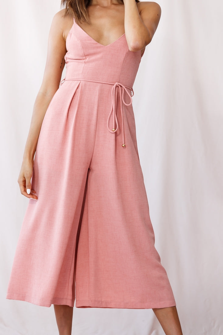 Brighton Low Back Wide Leg Jumpsuit Rose