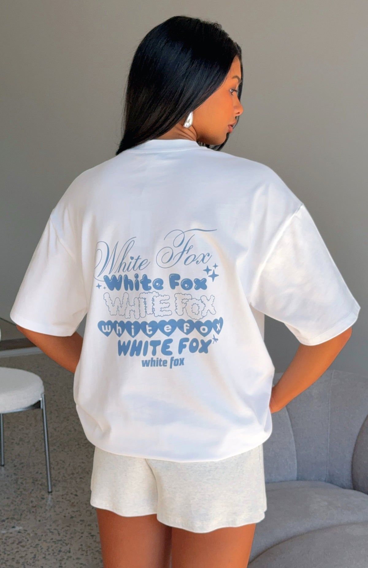 Pretty In Print Oversized Tee White