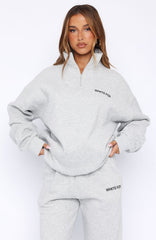 Core Classic Zip Front Sweater Dark Grey Marle